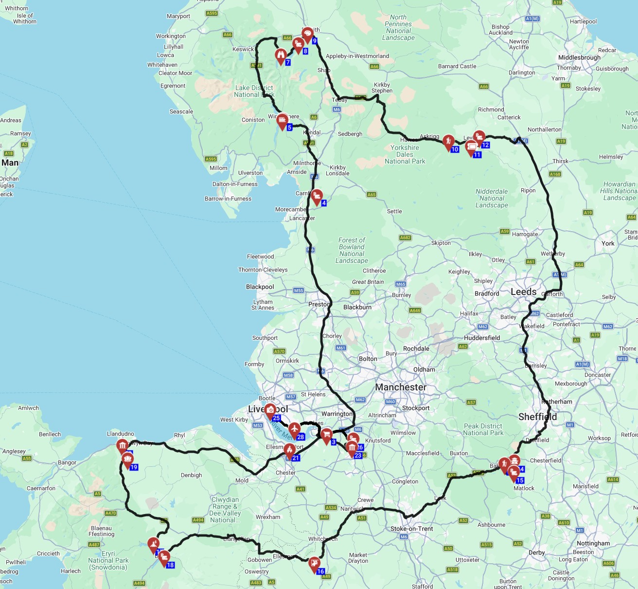 Map for Liverpool Roundtrip - British Countryside Explorer